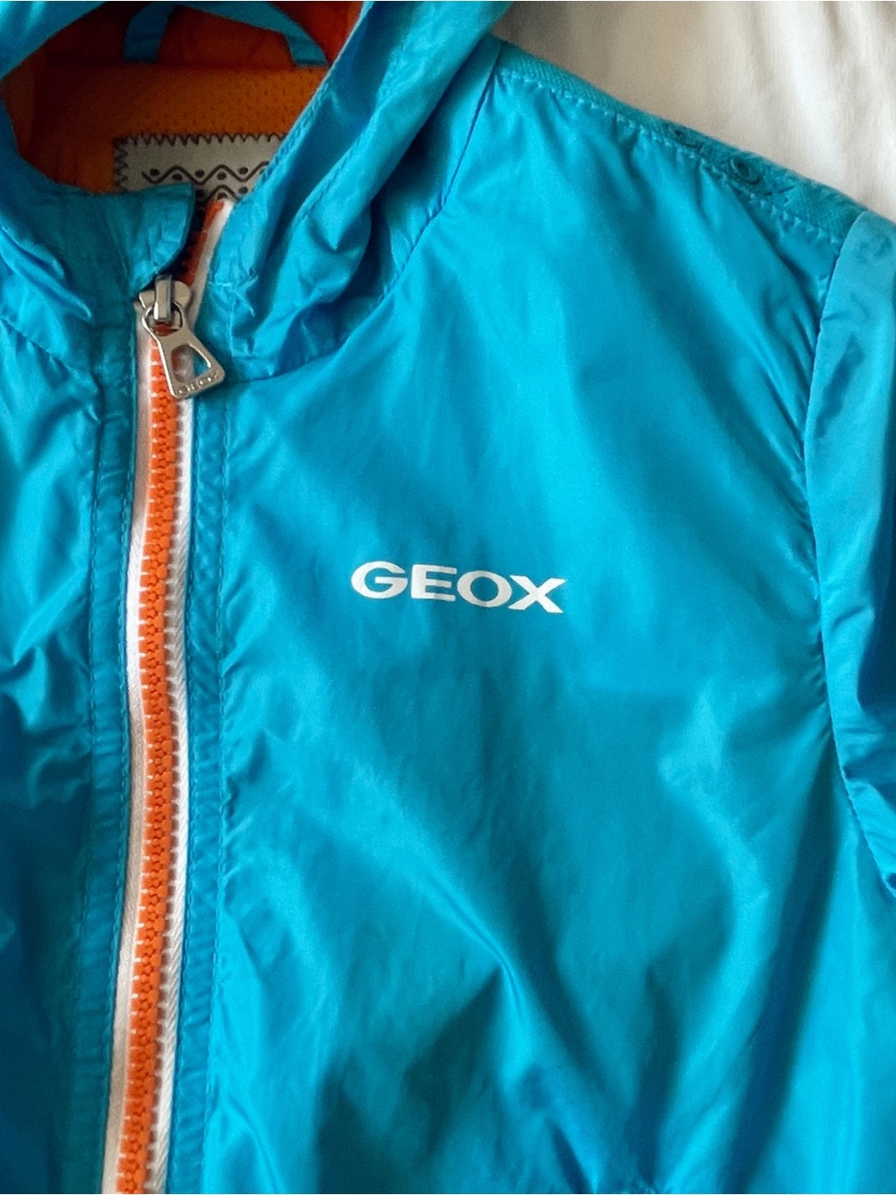 GEOX Jacket Windbreaker Hoodie Hood Blue Full Zip Coat Outdoor Hiking - Picture 3 of 14